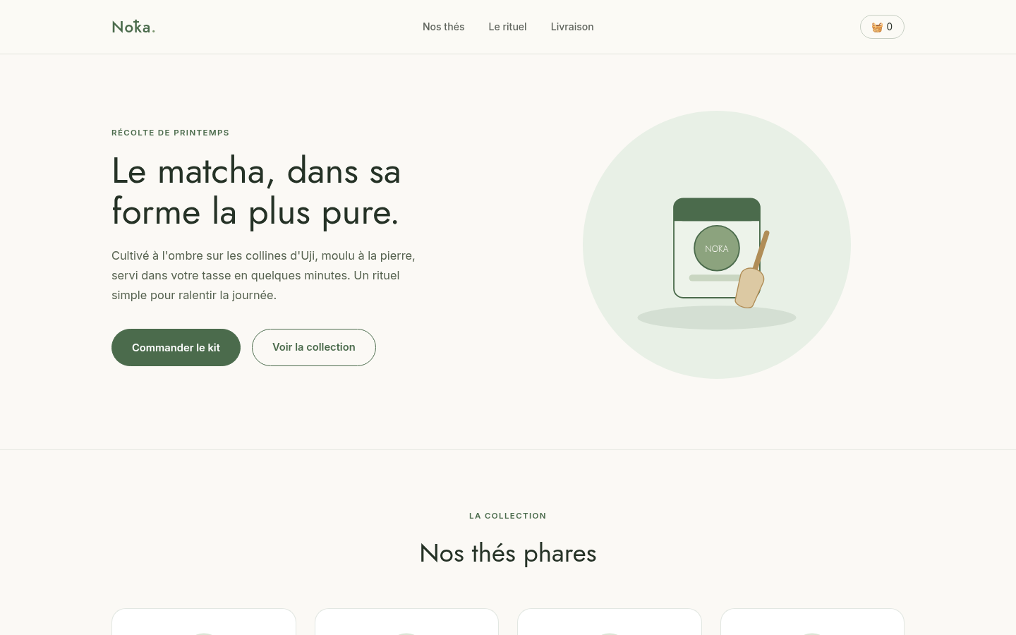 Aperçu de Nōka Matcha, style Minimalisme Japandi
